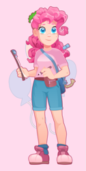 Size: 377x749 | Tagged: safe, artist:gor1ck, pinkie pie, human, clipboard, clothes, cute, diapinkes, humanized, legs, shoes, smiling, solo