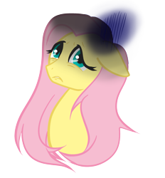 Size: 2423x2613 | Tagged: safe, artist:pixel-penguin-da, fluttershy, pegasus, pony, bust, floppy ears, nervous, portrait, simple background, solo, transparent background