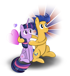 Size: 1360x1470 | Tagged: safe, artist:milanoss, derpibooru import, flash sentry, twilight sparkle, twilight sparkle (alicorn), alicorn, pegasus, pony, couple, female, flashlight, male, mare, shipping, simple background, straight, white background