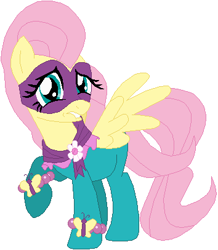 Size: 354x406 | Tagged: safe, artist:ra1nb0wk1tty, fluttershy, saddle rager, pegasus, pony, female, lip bite, mare, power ponies, simple background, solo, spread wings, white background, wings