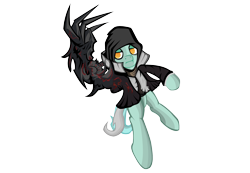 Size: 2215x1530 | Tagged: safe, artist:falloutfire, lyra heartstrings, pony, [prototype], alex mercer, bipedal, claw, claws, clothes, cosplay, crossover, hoodie, parody, simple background, solo, transparent background, vector