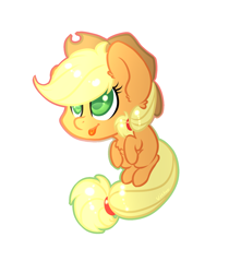 Size: 1500x1700 | Tagged: safe, artist:vincher, applejack, earth pony, pony, chest fluff, missing cutie mark, simple background, solo, tongue out