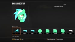 Size: 1280x720 | Tagged: safe, artist:owl-eyes, lyra heartstrings, pony, unicorn, black ops 2, emblem, female, horn, mare