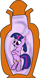 Size: 417x800 | Tagged: safe, artist:snowyflanks, derpibooru import, twilight sparkle, ask genie twilight, bottle, djinn, genie, inside, solo