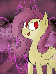 Size: 1280x1678 | Tagged: safe, artist:goldenled, fluttershy, bat pony, pony, abstract background, flutterbat, race swap, solo