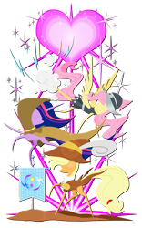 Size: 3073x4930 | Tagged: safe, artist:flamevulture17, applejack, clover the clever, fluttershy, private pansy, smart cookie, twilight sparkle, earth pony, pegasus, pony, banner, fire of friendship, pointy ponies