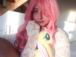 Size: 960x720 | Tagged: safe, artist:crystalfilth, fluttershy, human, clothes, cosplay, costume, irl, irl human, photo, plushie