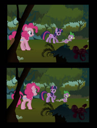 Size: 961x1266 | Tagged: safe, derpibooru import, screencap, pinkie pie, spike, twilight sparkle, dragon, earth pony, pony, william bradford