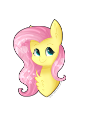 Size: 1200x1600 | Tagged: safe, artist:tiasophia12, fluttershy, pegasus, pony, bust, chest fluff, looking away, looking up, portrait, simple background, smiling, solo, transparent background