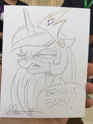 Size: 1536x2048 | Tagged: safe, artist:andypriceart, princess celestia, alicorn, pony, angry, crown, female, jewelry, mare, narrowed eyes, regalia, traditional art