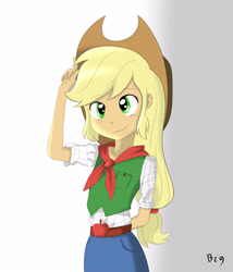 Size: 3000x3500 | Tagged: safe, artist:big, applejack, equestria girls, clothes, pixiv, signature, skirt, solo