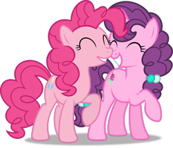 Size: 4500x3851 | Tagged: safe, artist:dashiesparkle, artist:slb94, pinkie pie, sugar belle, earth pony, pony, absurd resolution, boop, cute, female, lesbian, noseboop, shipping, simple background, sugarpie, transparent background, vector