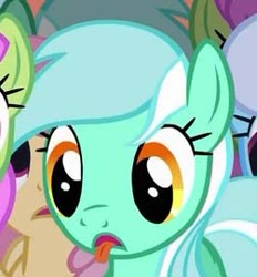 Size: 251x271 | Tagged: safe, screencap, lyra heartstrings, cropped, missing horn, reaction image, solo focus, tongue out