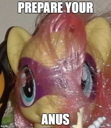 Size: 418x481 | Tagged: safe, artist:westrail642fan, fluttershy, pegasus, pony, female, mare, prepare your anus, toy