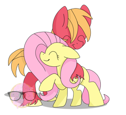 Size: 1024x931 | Tagged: safe, artist:donutnerd, big macintosh, fluttershy, earth pony, pegasus, pony, eyes closed, fluttermac, hug, male, shipping, simple background, smiling, stallion, straight, transparent background