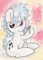 Size: 701x985 | Tagged: safe, artist:slightlyshade, dj pon-3, vinyl scratch, pony, unicorn, solo, traditional art