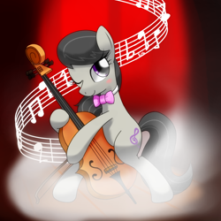 Size: 1200x1200 | Tagged: safe, artist:hoyeechun, octavia melody, earth pony, pony, bipedal, cello, musical instrument, pixiv, solo