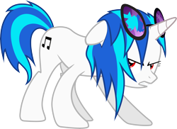 Size: 11689x8528 | Tagged: safe, artist:sdc2012, dj pon-3, vinyl scratch, pony, unicorn, absurd resolution, angry, broken glasses, cutie mark, female, floppy ears, hooves, horn, mare, simple background, solo, teeth, transparent background, upset, vector