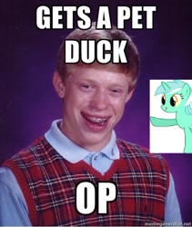 Size: 400x473 | Tagged: safe, lyra heartstrings, 1000 hours in ms paint, bad luck brian, barely pony related, exploitable meme, image macro, meme, meta, ms paint, obligatory pony, op, op is a cuck