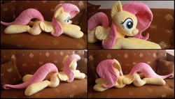 Size: 2312x1312 | Tagged: safe, artist:rosamariposacrafts, fluttershy, irl, photo, plushie, prone, sofa, solo