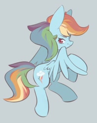 Size: 750x950 | Tagged: safe, artist:mikey_pony, derpibooru import, rainbow dash, pegasus, pony, female, gray background, mare, profile, simple background, solo