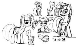 Size: 1984x1216 | Tagged: safe, artist:zlack3r, derpibooru import, twilight sparkle, monochrome, sketch dump, solo