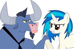 Size: 1151x762 | Tagged: safe, artist:120percentcool, dj pon-3, iron will, vinyl scratch, pony, unicorn, arm wrestling