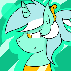 Size: 500x500 | Tagged: safe, artist:erikagaga, lyra heartstrings, pony, unicorn, female, green coat, horn, mare, two toned mane