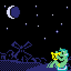 Size: 512x512 | Tagged: safe, artist:scalybeing, lyra heartstrings, low quality, moon, musical instrument, night, pixel art