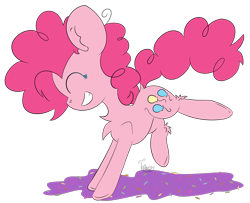 Size: 1480x1200 | Tagged: safe, artist:twittershy, pinkie pie, earth pony, pony, eyes closed, food, smiling, solo, sprinkles