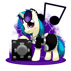 Size: 1120x1120 | Tagged: safe, artist:hoyeechun, dj pon-3, vinyl scratch, pony, unicorn, clothes, maid, solo, stereo