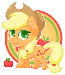 Size: 1024x1173 | Tagged: safe, artist:ak4neh, applejack, earth pony, pony, apple, chibi, food, simple background, solo, transparent background