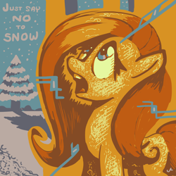 Size: 4800x4800 | Tagged: safe, artist:docwario, fluttershy, pegasus, pony, absurd resolution, limited palette, looking up, open mouth, snow, snowfall, solo