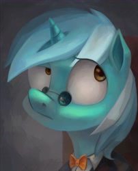 Size: 4685x5784 | Tagged: safe, artist:somepony77212, lyra heartstrings, pony, unicorn, absurd resolution, bowtie, bust, clothes, glasses, portrait, raised eyebrow, solo, suit
