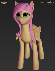 Size: 696x903 | Tagged: safe, artist:ohmudak_wip, fluttershy, pegasus, pony, 3d, 3d model, explicit source, female, sculpt, solo, wip, zbrush