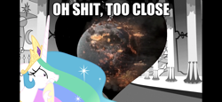 Size: 2436x1125 | Tagged: safe, artist:dwk, princess celestia, alicorn, pony, image macro, meme, totally legit recap, vulgar, xk-class end-of-the-world scenario