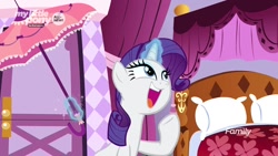 Size: 1280x720 | Tagged: safe, screencap, rarity, pony, unicorn, she's all yak, magic, solo, umbrella