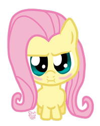 Size: 1024x1285 | Tagged: safe, artist:pickfairy, fluttershy, pegasus, pony, :i, blushing, chibi, looking at you, simple background, solo, transparent background