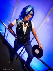 Size: 774x1032 | Tagged: safe, dj pon-3, vinyl scratch, human, cosplay, irl, irl human, photo, record, solo