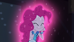 Size: 1920x1090 | Tagged: safe, screencap, pinkie pie, equestria girls, friendship games, bracelet, eyes closed, jewelry, necktie, solo, sparkles