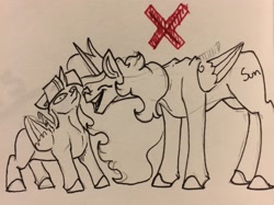 Size: 2448x1830 | Tagged: safe, artist:greyscaleart, princess celestia, twilight sparkle, twilight sparkle (alicorn), alicorn, pony, colored hooves, how to talk to short people, monochrome