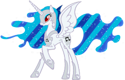 Size: 1600x1024 | Tagged: dead source, safe, artist:doctorxfizzle, dj pon-3, nightmare moon, vinyl scratch, alicorn, pony, fusion