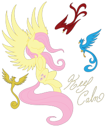 Size: 2089x2500 | Tagged: safe, artist:copperirisart, fluttershy, bird, pegasus, pony, eyes closed, hooves to the chest, keep calm, peaceful, simple background, solo, spread wings, transparent background, wings