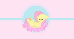 Size: 4096x2160 | Tagged: safe, artist:mazli, derpibooru import, fluttershy, pegasus, pony, 4k, petals, sleeping, solo, wallpaper