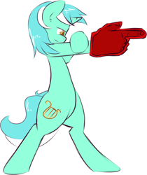 Size: 1494x1781 | Tagged: safe, artist:kryptchild, lyra heartstrings, dead space, hand, hand cannon
