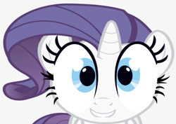 Size: 669x474 | Tagged: safe, edit, editor:undeadponysoldier, rarity, pony, unicorn, adorable face, alternate eye color, cute, face swap, female, lip bite, looking at you, mare, rarara, silly face, simple background, solo, teeth, what has science done, white background, wrong aspect ratio