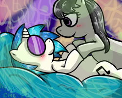 Size: 1280x1024 | Tagged: safe, artist:cloakinghexcontagion, dj pon-3, octavia melody, vinyl scratch, earth pony, pony, female, lesbian, scratchtavia, shipping