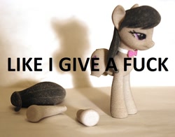 Size: 800x626 | Tagged: safe, octavia melody, earth pony, pony, 3d print, custom, image macro, irl, no fucks, photo, reaction image, shapeways, solo, toy, vulgar