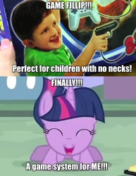 Size: 960x1244 | Tagged: safe, derpibooru import, edit, twilight sparkle, error, filly, filly twilight sparkle, great moments in animation, image macro, jontron, jontron thread, meme, obligatory pony, photoshop, plug and play consoles, solo