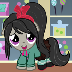 Size: 3840x3840 | Tagged: safe, artist:beavernator, octavia melody, earth pony, pony, all glory to the beaver grenadier, alternate hairstyle, cosplay, cute, filly, high res, solo, vanellope von schweetz, wreck-it ralph